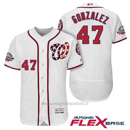 Maglia Baseball Uomo Washington Nationals Gio Gonzalez Bianco 2018 All Star 1ªAlterner Flex Base